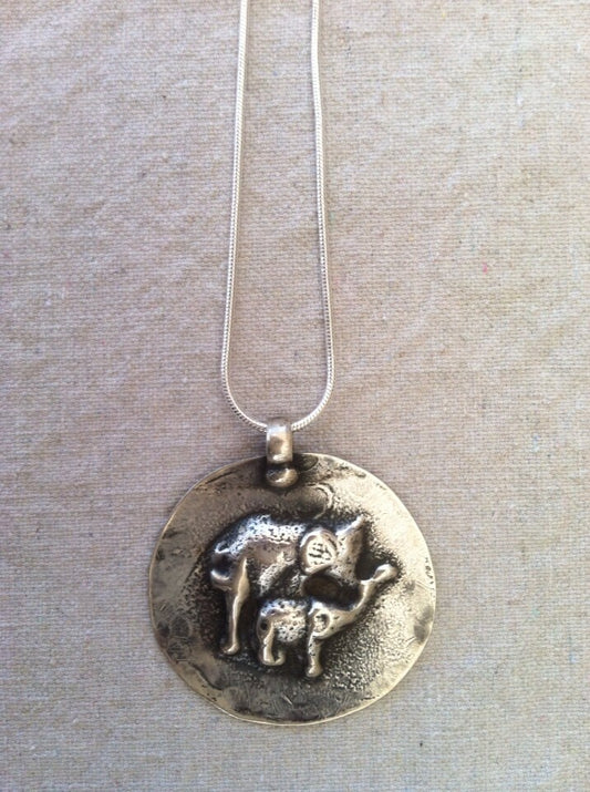 Vintage Indian Sterling Silver Necklace with Elephants