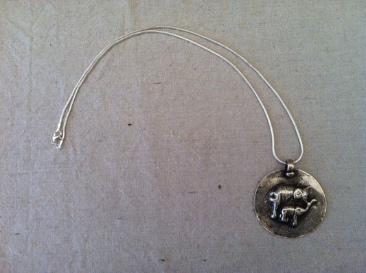 Vintage Indian Sterling Silver Necklace with Elephants