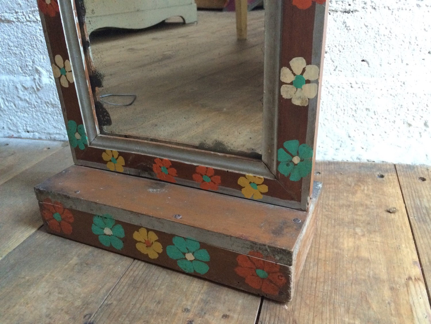 Vintage Handpainted Indian Mirror