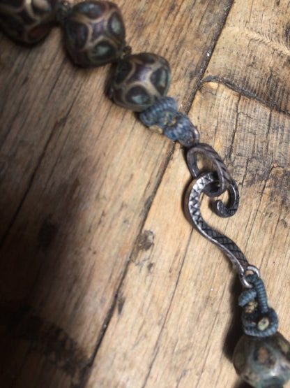 Ancient/Antique Tibetan Brass and Turquoise Beaded Necklace